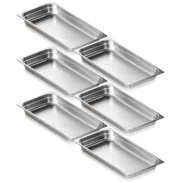 6-osaline roostevabast terasest pannide komplekt, 2,5 tolli sügav, 0,8 mm paksune