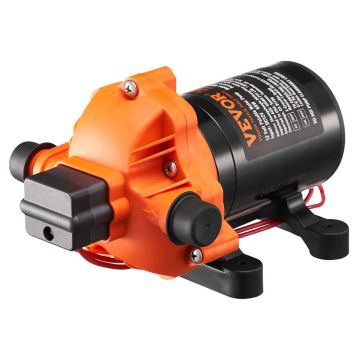 12 V membraanveepump, 1,8 GPM, 3 kambrit, rõhulülitiga, ava 12,7 mm