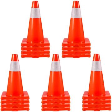 18-tollised oranžid liikluskoonused PVC-alusega, 20 tk.