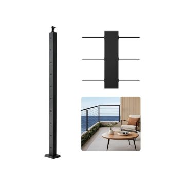 Roostevabast terasest must kaablipiirdepost, 36x2x2 tolli, horisontaalsed augud