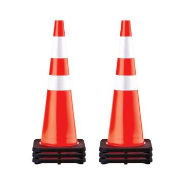 6 tk 36-tollist oranži PVC-st liikluskoonust musta alusega