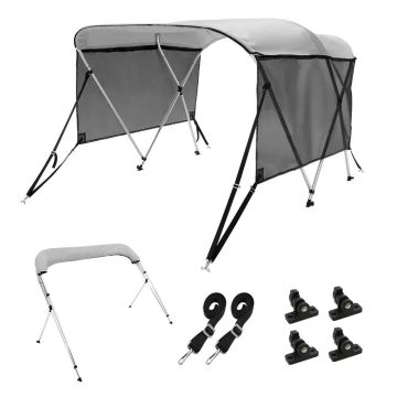 Paadi bimini katus, 3 kaarega, 600D polüester, 1" alumiiniumraam, helehall, 6' x 46" x 67-72"