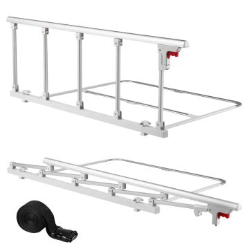 Reguleeritav metallist kokkupandav voodiäär, 122 cm, kinnitusrihmaga, eakatele