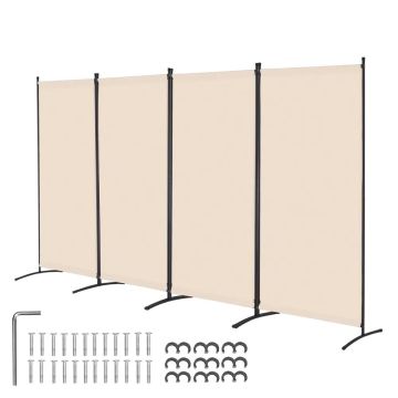 Складная четырехсекционная перегородка для комнаты, бежевая.