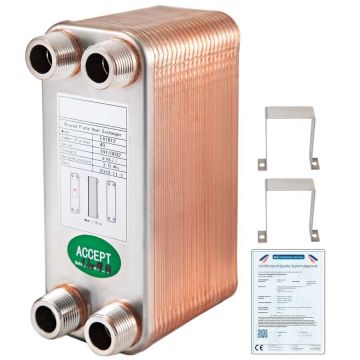 Joodetud plaatsoojusvaheti 3/4" MNPT, roostevaba teras 316L, 40 plaati