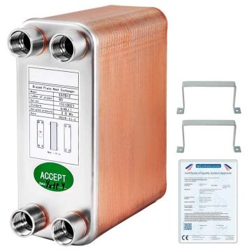 Joodetud plaatsoojusvaheti, 60 plaati, 1/2" BSP FPT, roostevaba teras 316L