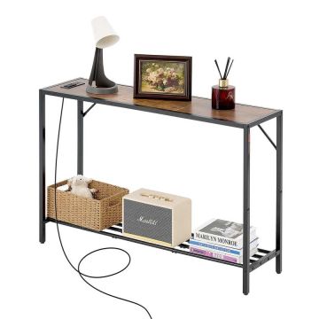 Kitsas konsoollaud metallraami ja laadimisdokiga, 41,7"