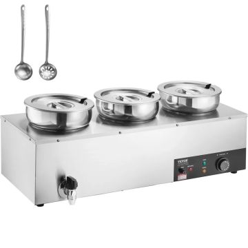 Elektriline supisoojendaja, 3 x 7,4 L roostevabast terasest potti, 1200 W, reguleeritav temperatuur, restoranidele