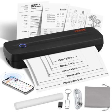 Kaasaskantav Bluetooth-termoprinter, 300 DPI, 2600 mAh aku, mobiilne A4/A5 paberile
