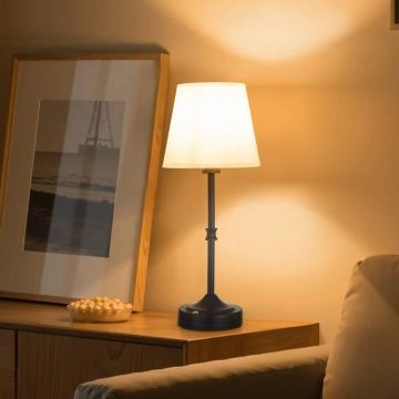 Juhtmeta laualamp laetava akuga, must, kangast vari