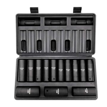 1/2-tollise löökpadrunvõtmete komplekt, 13 osa, 10–24 mm, CR-V teras