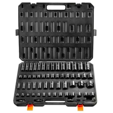 59-osaline 3/8" ja 1/2" löökkruvikeerajate komplekt, SAE ja meetrilised, legeerterasest