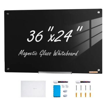 Suur magnetiline kuivkustutatav klaastahvel 91x61 cm, must