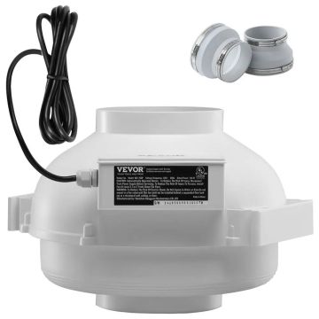 4–4,5-tolline radooni vähendav ventilaator, vaikne 380 CFM, veekindel, sisseehitatud 2 pistikuga