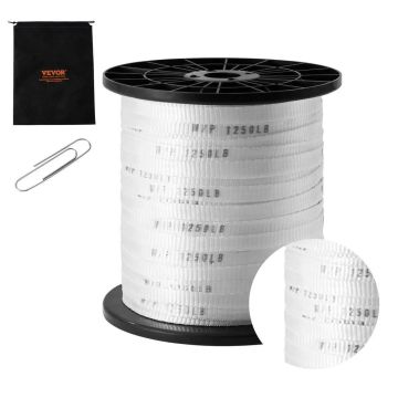 Polüester pingutuslint 1/2" x 528 jalga, tõmbetugevus 1250 naela, valge