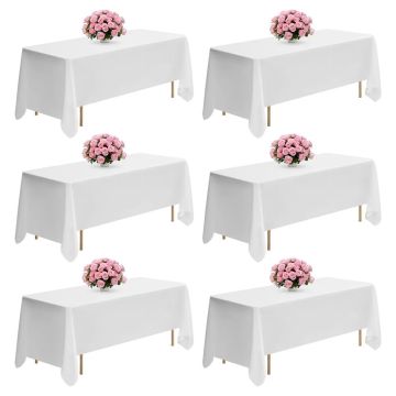 Белые полиэстеровые скатерти для прямоугольных столов, 70x120 дюймов, 6 шт.