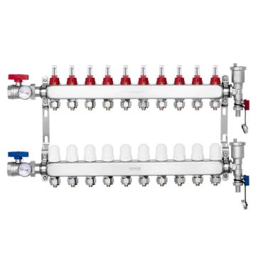 Põrandakütte kollektor 10 haruga, 1,27 cm PEX torud, komplekt
