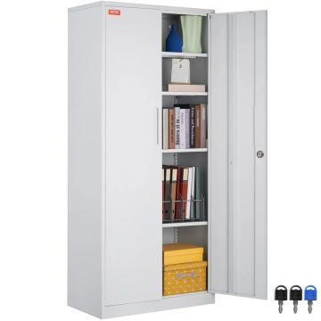 Metallist lukustatav hoiukapp, 71 tolli, valge, 4 riiulit