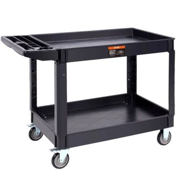 Plastkäru 2 riiuliga, 249,5 kg, 360° rattad piduritega