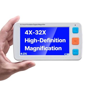 Kaasaskantav digitaalne luup, 127 mm, 4X-32X, 17 värvirežiimi, AV-väljund