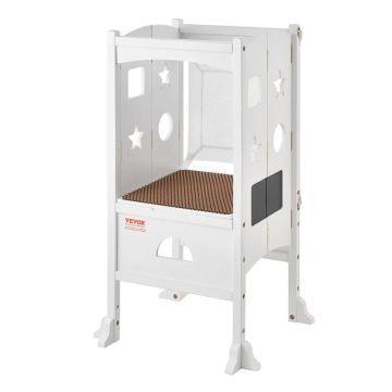 Kokkupandav tornitrepp lastele, 3 taset, valge, kõrgus 56 cm