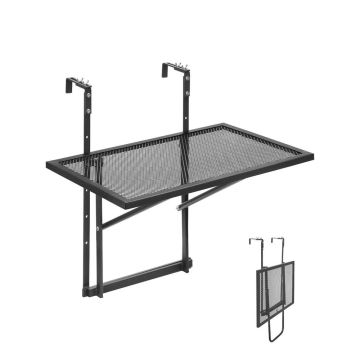 Rippuv metallist rõdulaud, kokkupandav, 48x61 cm, reelingute jaoks reguleeritav