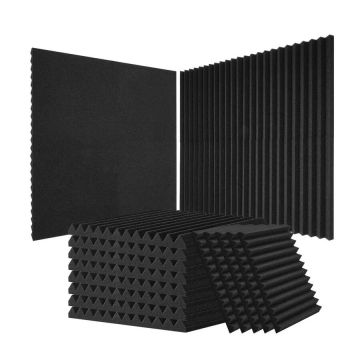 Акустические поролоновые панели, 80 шт., 12x12x1 дюйм, черные, звукопоглощающие.
