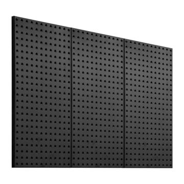 Metallist perforeeritud terasest tahvlid 24x12", mustad, 3 tk, seinakorraldaja