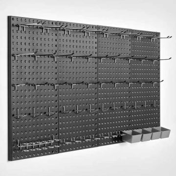 Metallist perforeeritud seinaplaat, 24x12", must, 4 paneeli