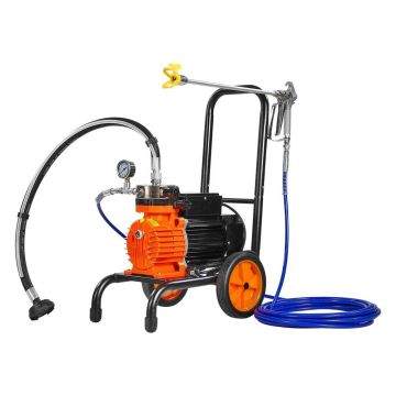 Диафрагменный безвоздушный краскораспылитель, 900 Вт, 1800 psi, с тележкой и удлинительной штангой.