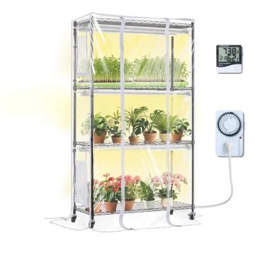 Kaasaskantav LED-kasvuhoone kapp 4 tasapinnaga, 180W kasvulamp, taimer, 90x35x150 cm