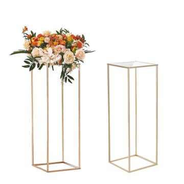 2 tk 80 cm kuldseid metallist pulmalillealuseid akrüüllaminaadiga