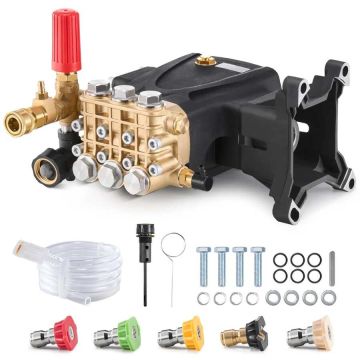 Survepesuri pump 25,4 mm, horisontaalne kolmekordne kolb, 289 bar, 16 l/min, komplekt 5 otsikuga
