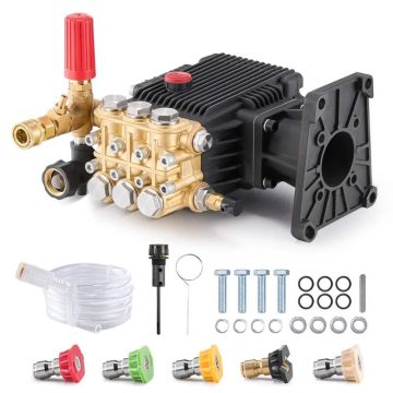 Survepesuri pump, 25,4 mm võll, horisontaalne kolmekordne kolb, 303 bar, 16,6 l/min, 5 otsikuga