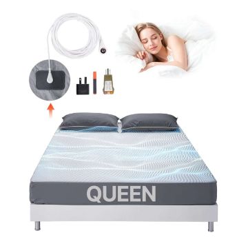 Заземляющая простыня размера Queen Size, хлопчатобумажная, серебристого, серого цвета, с заземляющим проводом и тестером.