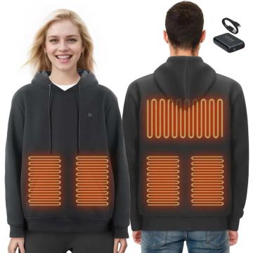 Soojendusega unisex kapuutsiga dressipluus, 7.4 V, m, must