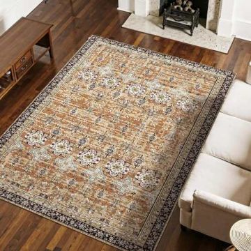 Vintage pestav libisemiskindel vaip, 20x2,5 m, pruunikasroheline