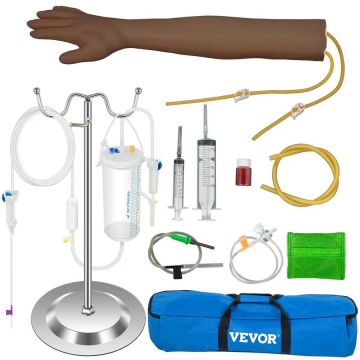 Набор для отработки навыков внутривенного введения, изготовленный из ПВХ и темной кожи, предназначен для учебных целей.