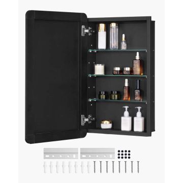 Vannitoa ravimikapp peegliga, alumiinium, 16,5x27,5 tolli.