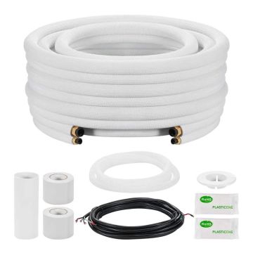 15,2 m mini vask AC torukomplekt, 9,5 ja 15,9 mm, valge PE isolatsioon