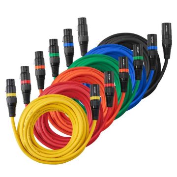 XLR-кабели длиной 6,1 м, 6 шт., экранированные, с позолоченными штекерами.
