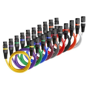 Комплект кабелей XLR 2 м, 10 шт., экранированные, с позолоченными соединительными проводами.