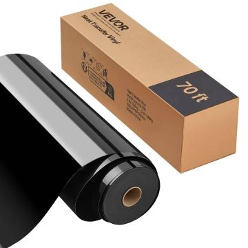 Soojusülekande läikiv must vinüülkile, 304,8x21336 mm