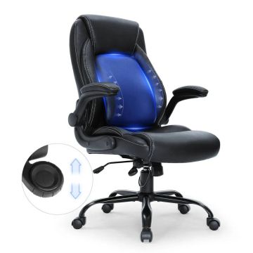 Ergonoomiline PU-nahast kontoritool nimmetoe ja kokkupandavate käetugedega