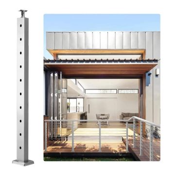 Kaabelpiirde teraspost, 36" x 2", SUS304 roostevabast terasest, 11 auku, horisontaalne tugi