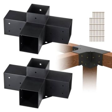 Pergola kronsteinide komplekt 10,2x10,2 cm, 2 tk, 4-suunalised puidust nurgad