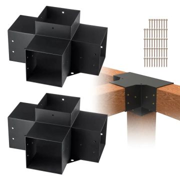 Pergola kronsteinide komplekt 15x15 cm, 2 tk, 4-suunalised puidust nurgad