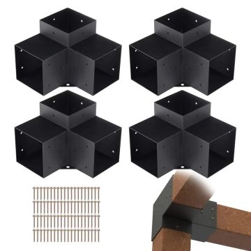 Pergola kronsteinide komplekt 15x15 cm, 4 tk., 3-suunalised puidust nurgaklambrid