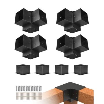 Pergola kronsteinide komplekt 6x6 tolli, 4 tk, puidust nurgakronsteinid
