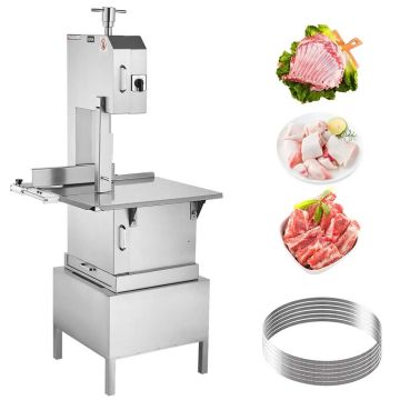 Профессиональная электрическая ленточная пила для мяса мощностью 2200 Вт, нержавеющая сталь.